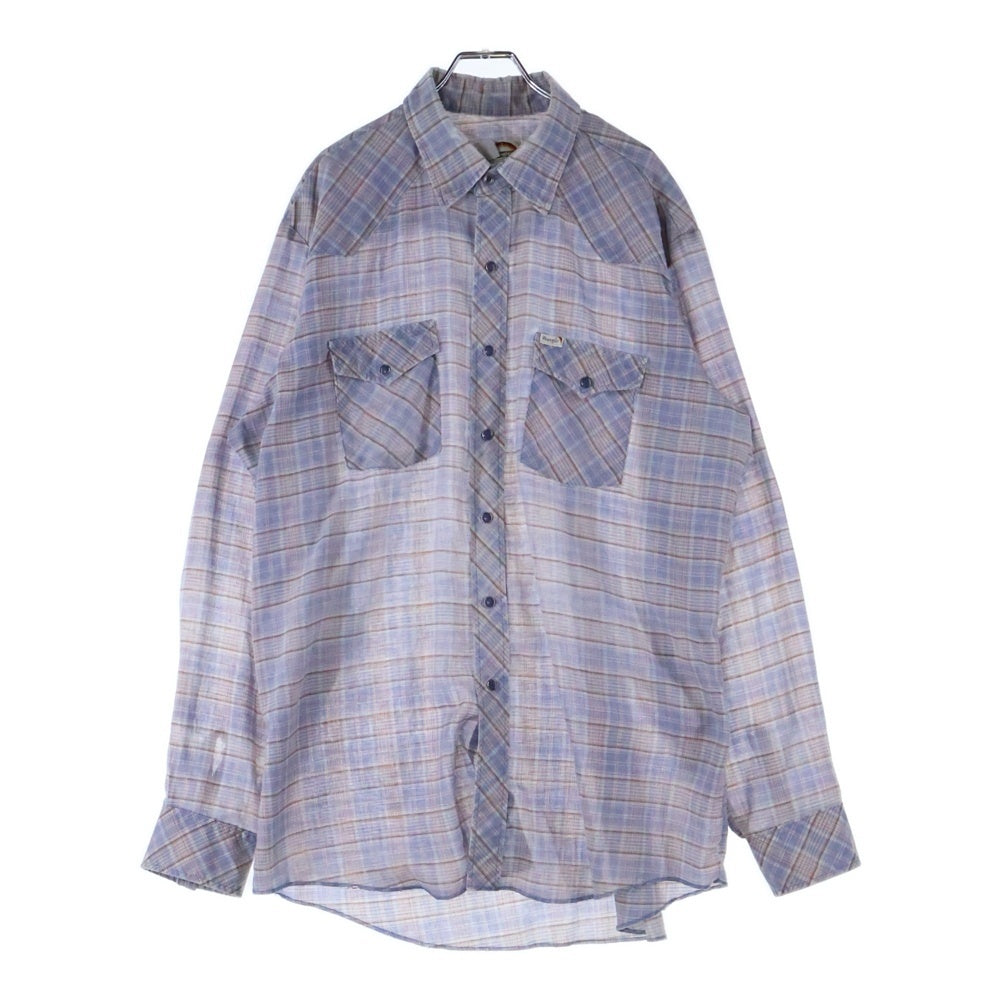 70s wrangler ヴィンテージ モノトーン オンブレチェック スタプレ Wrangler(ラングラー) 70s VINTAGE ヴィンテージチェック柄長袖シャツ