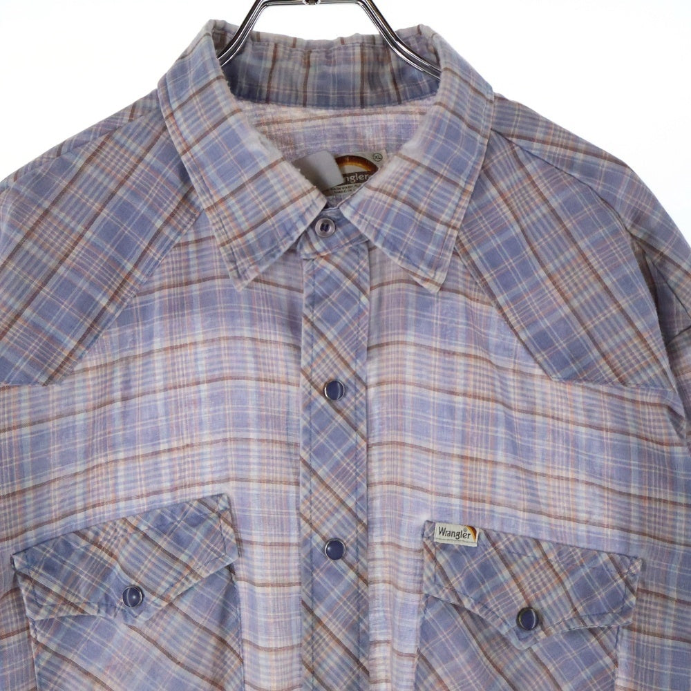 Wrangler(ラングラー) 70s VINTAGE ヴィンテージチェック柄長袖シャツ ブルー調