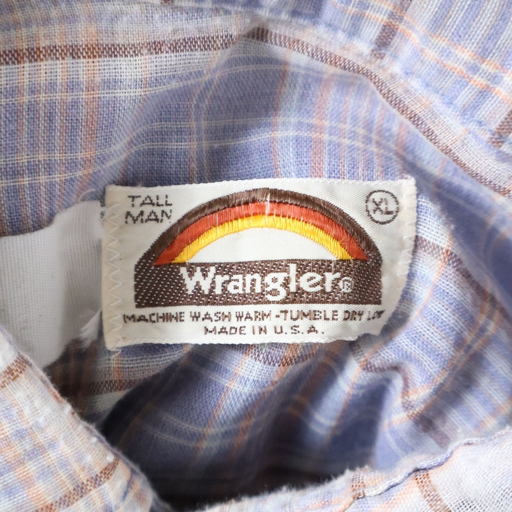 Wrangler(ラングラー) 70s VINTAGE ヴィンテージチェック柄長袖シャツ ブルー調