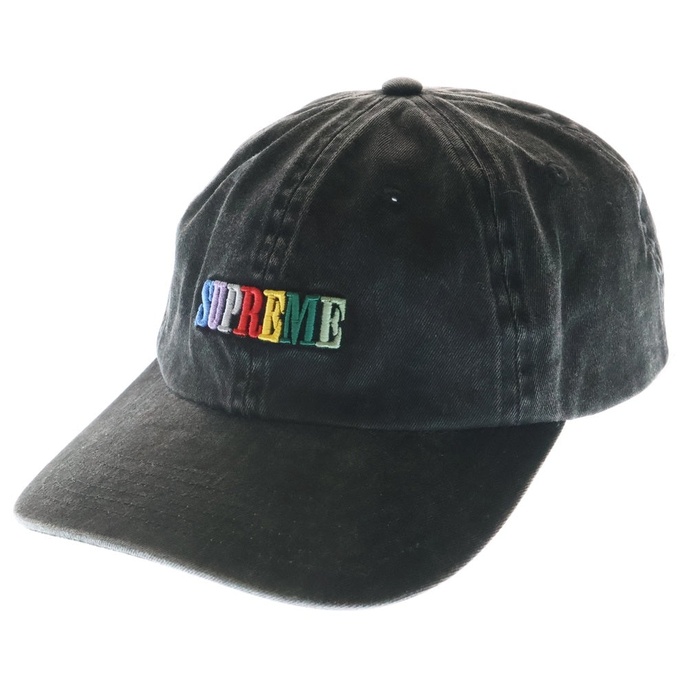SUPREME(シュプリーム) 25SS Pigment Dye 6-Panel ピグメントダイ マルチカラーロゴ キャップ 帽子 ブラック