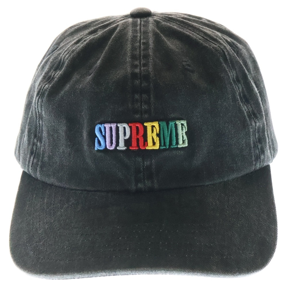 SUPREME(シュプリーム) 25SS Pigment Dye 6-Panel ピグメントダイ マルチカラーロゴ キャップ 帽子 ブラック