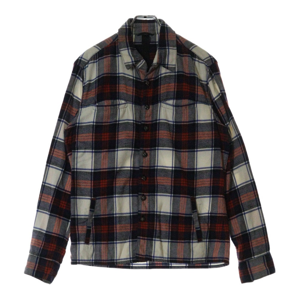 CHROME HEARTS(クロムハーツ) LOOSEENDS LS ルーズエンド アームクロスパッチ クロスボールボタンチェック長袖シャツ レッド/ネイビー
