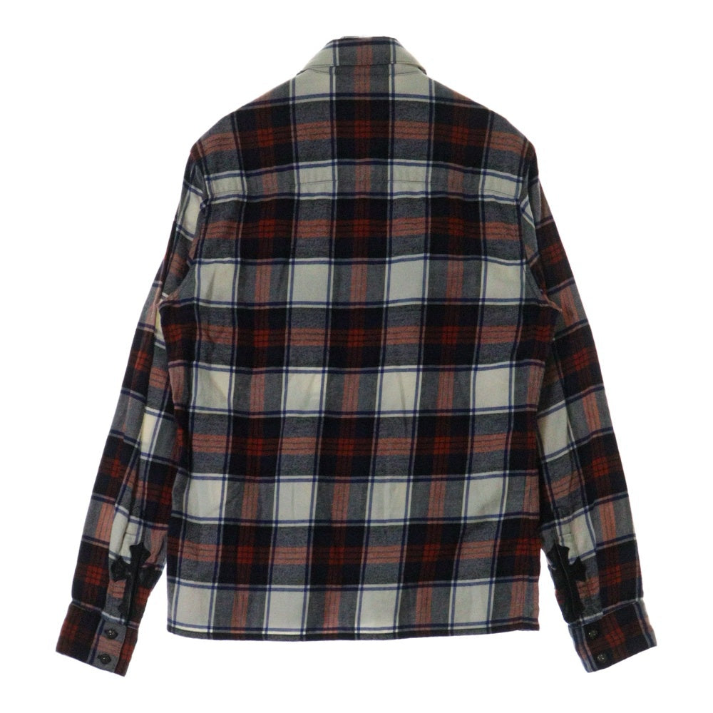 CHROME HEARTS(クロムハーツ) LOOSEENDS LS ルーズエンド アームクロスパッチ クロスボールボタンチェック長袖シャツ レッド/ネイビー