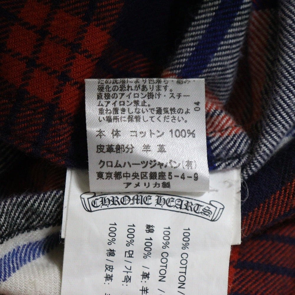 CHROME HEARTS(クロムハーツ) LOOSEENDS LS ルーズエンド アームクロスパッチ クロスボールボタンチェック長袖シャツ レッド/ネイビー