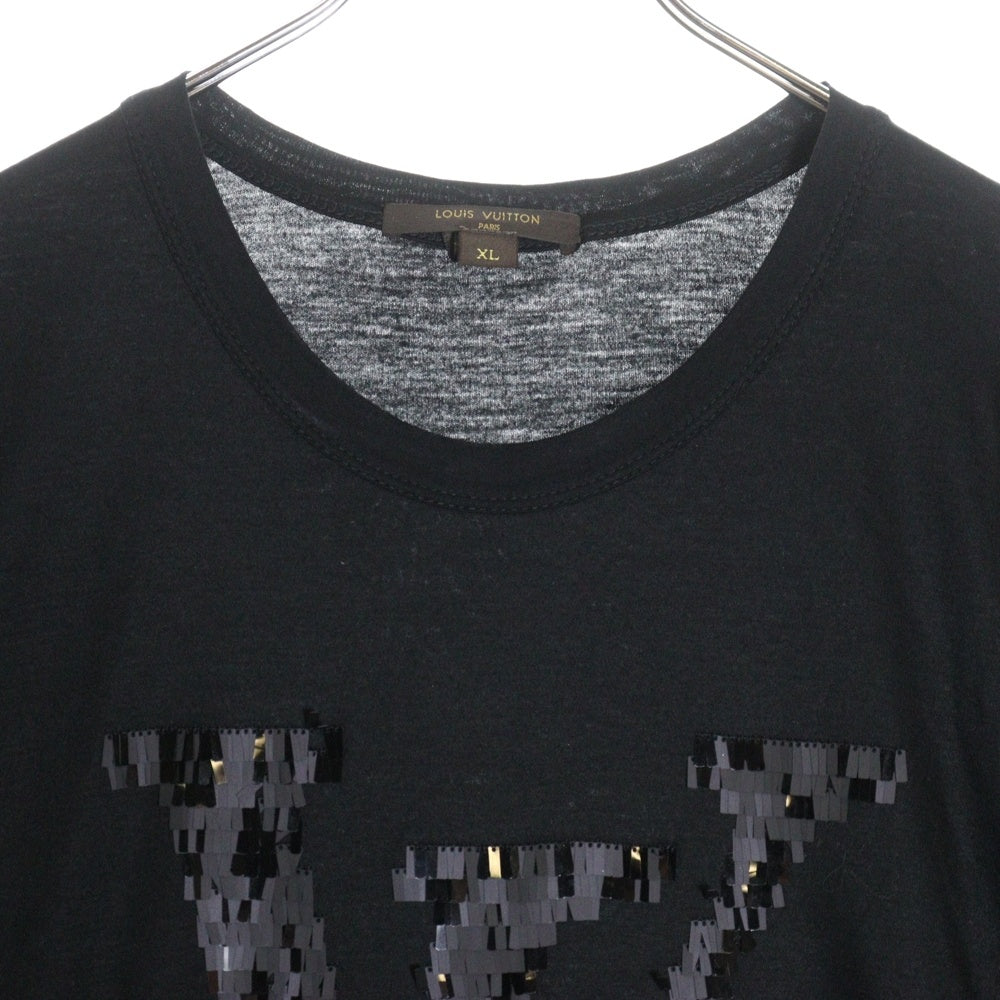 LOUIS VUITTON(ルイヴィトン) 13AW Sequins Logo Tee RW132W F4TS04VA7 スパンコール フロントロゴ 半袖Tシャツ カットソー ブラック