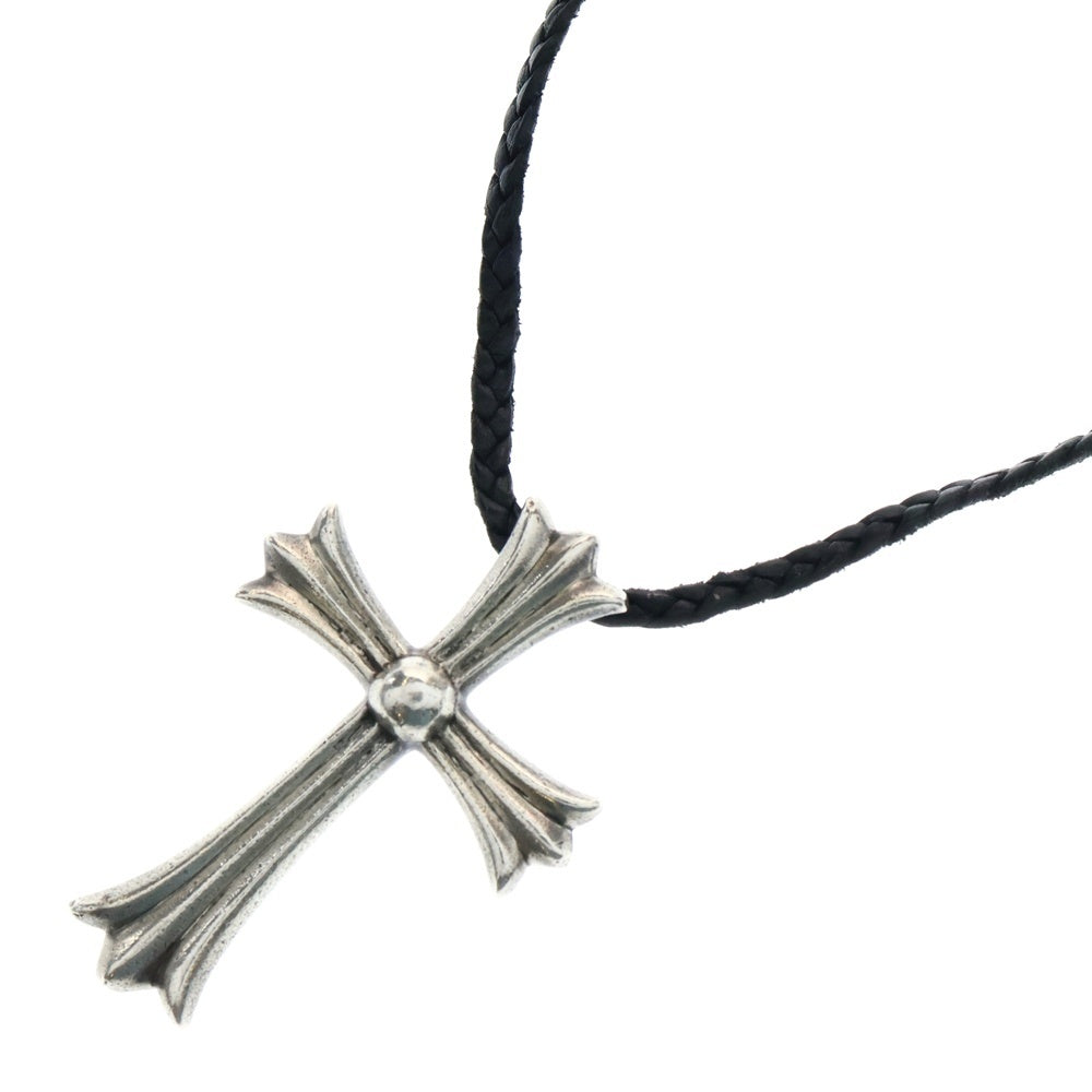 CHROME HEARTS(クロムハーツ) CH CRS LG BC ラージCHクロスペンダント Wボロチップ レザーブレイドネックレス シルバー BCA214