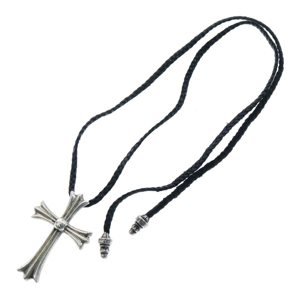 CHROME HEARTS(クロムハーツ) CH CRS LG BC ラージCHクロスペンダント Wボロチップ レザーブレイドネックレス シルバー BCA214
