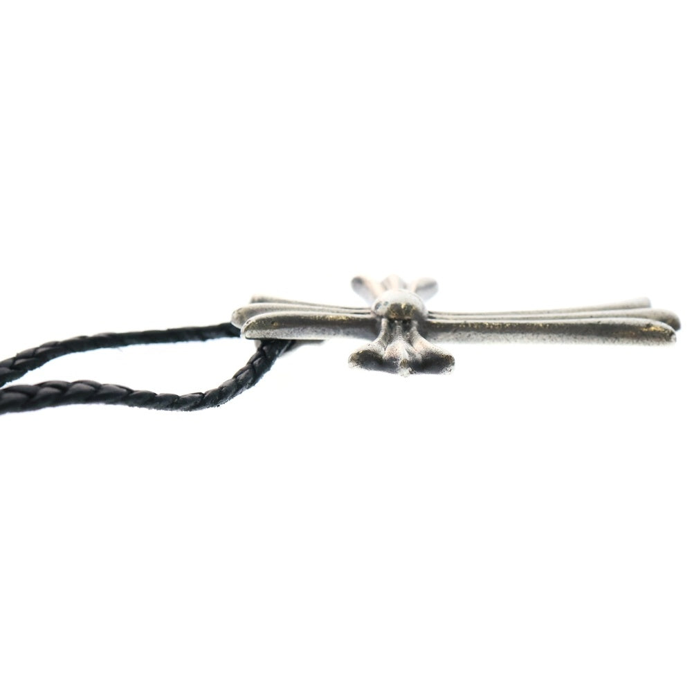CHROME HEARTS(クロムハーツ) CH CRS LG BC ラージCHクロスペンダント Wボロチップ レザーブレイドネックレス シルバー BCA214