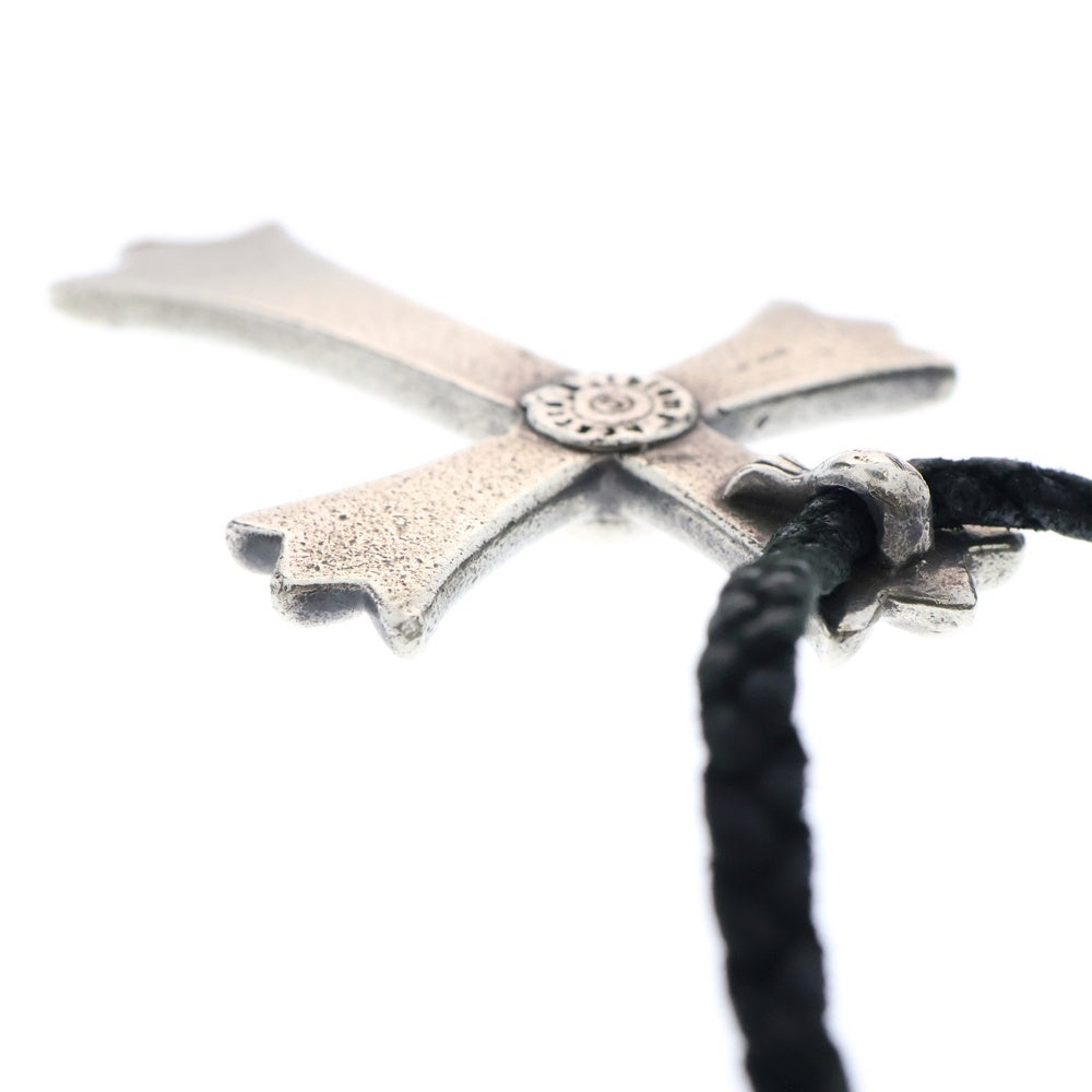 CHROME HEARTS(クロムハーツ) CH CRS LG BC ラージCHクロスペンダント Wボロチップ レザーブレイドネックレス シルバー BCA214