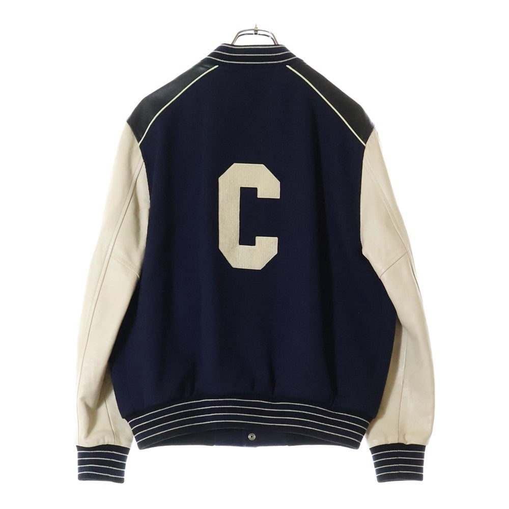 CELINE(セリーヌ) 22SS OVERSIZE CLASSIC TEDDY JACKET レザーウールオーバーサイズ クラシックテディジャケット 2V56D896C ネイビー/ブラック