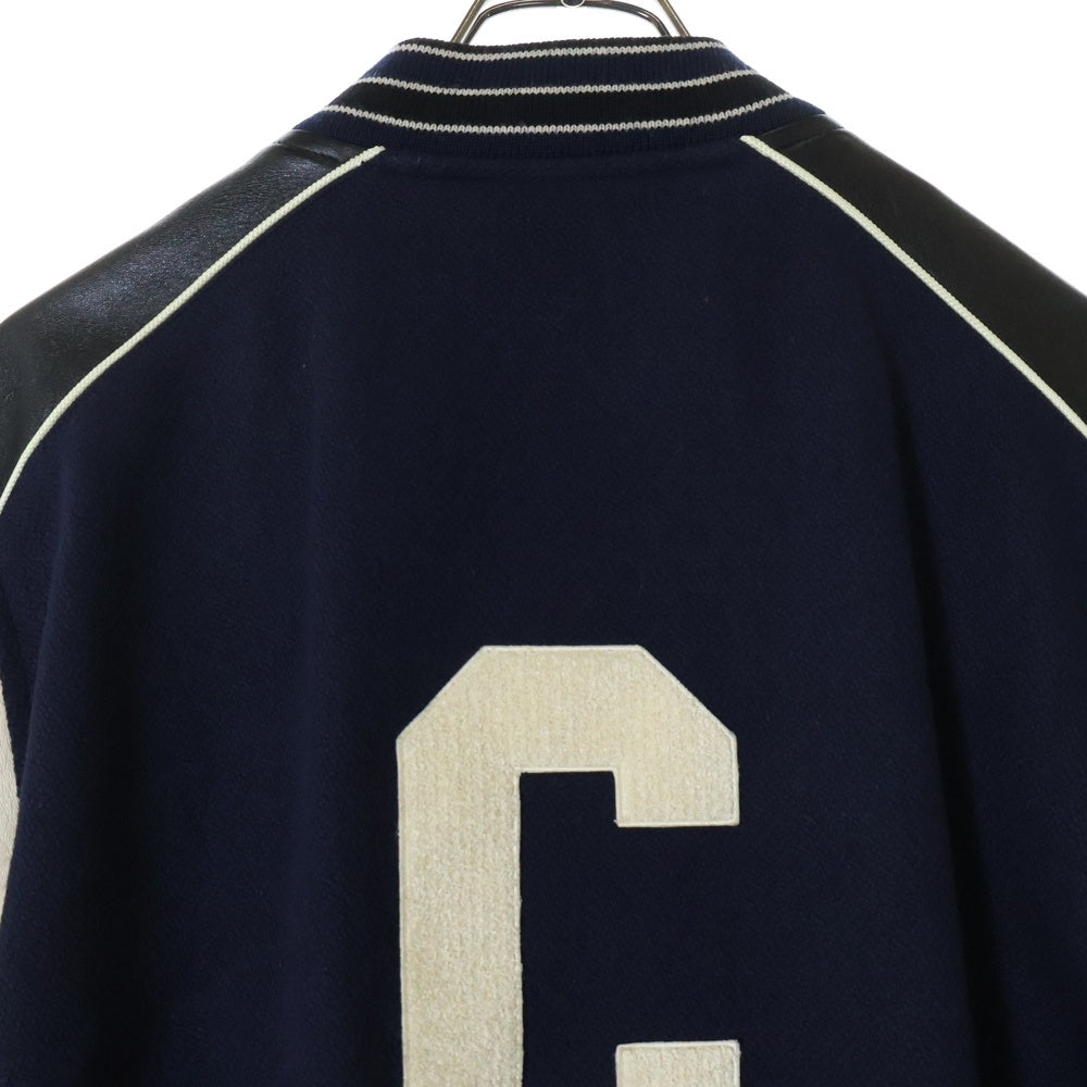 CELINE(セリーヌ) 22SS OVERSIZE CLASSIC TEDDY JACKET レザーウールオーバーサイズ クラシックテディジャケット 2V56D896C ネイビー/ブラック