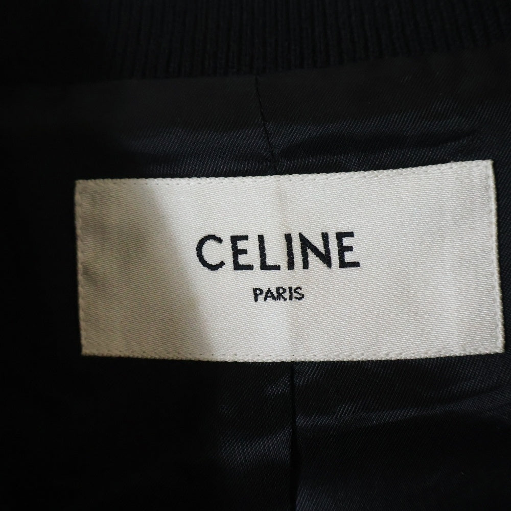 CELINE(セリーヌ) 22SS OVERSIZE CLASSIC TEDDY JACKET レザーウールオーバーサイズ クラシックテディジャケット 2V56D896C ネイビー/ブラック