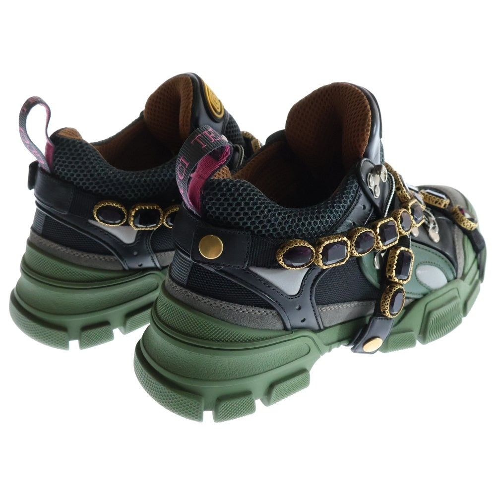 GUCCI(グッチ) FLASHTREK フラッシュトレック ビジュー装飾 ローカットスニーカー シューズ カーキ/ブラック