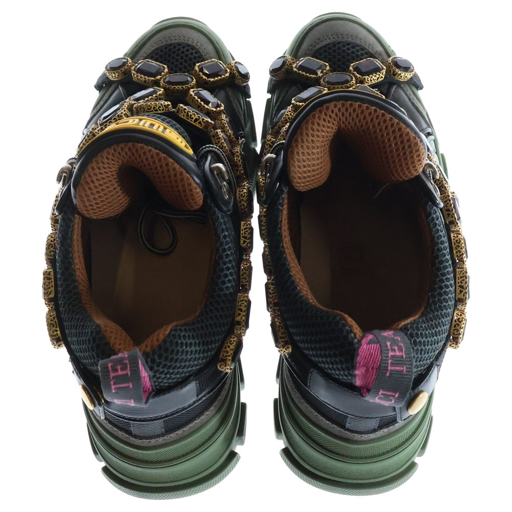 GUCCI(グッチ) FLASHTREK フラッシュトレック ビジュー装飾 ローカットスニーカー シューズ カーキ/ブラック