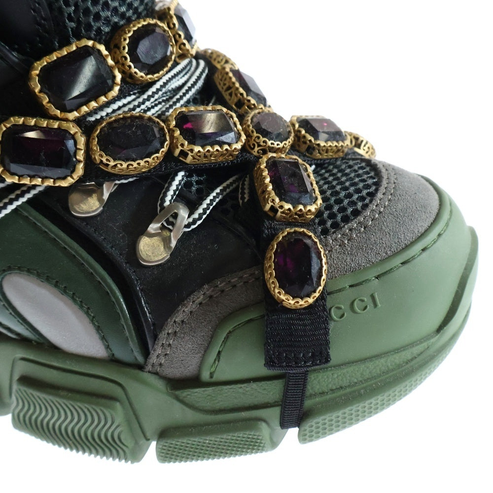 GUCCI(グッチ) FLASHTREK フラッシュトレック ビジュー装飾 ローカットスニーカー シューズ カーキ/ブラック