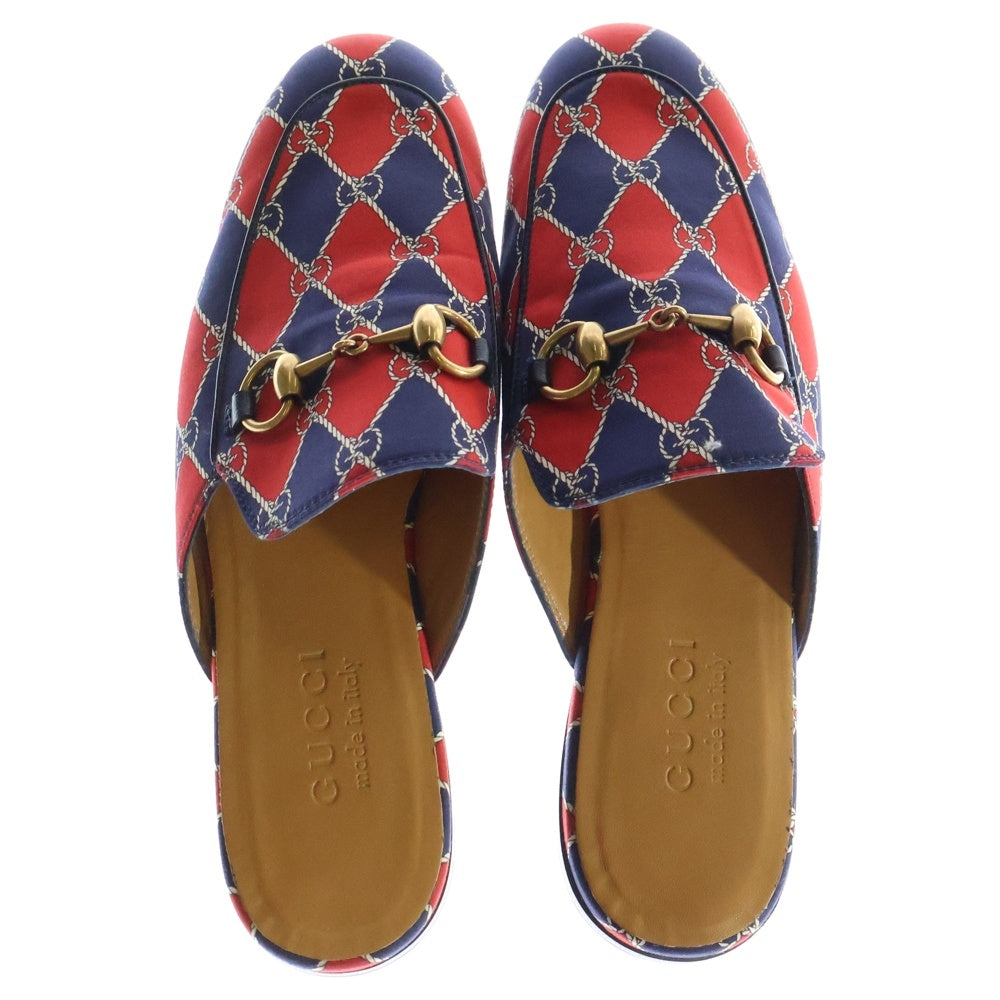 GUCCI(グッチ) プリンスタウン ミュールサンダル ネイビー/レッド