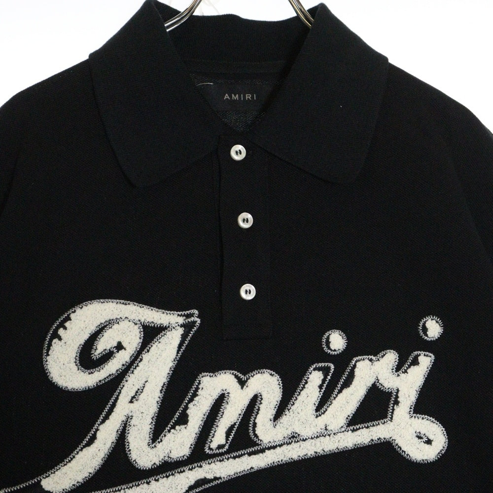AMIRI(アミリ) 25SS DISTRESSED POLO AMJYPO1012 フロントロゴデザイン 半袖ポロシャツ ブラック