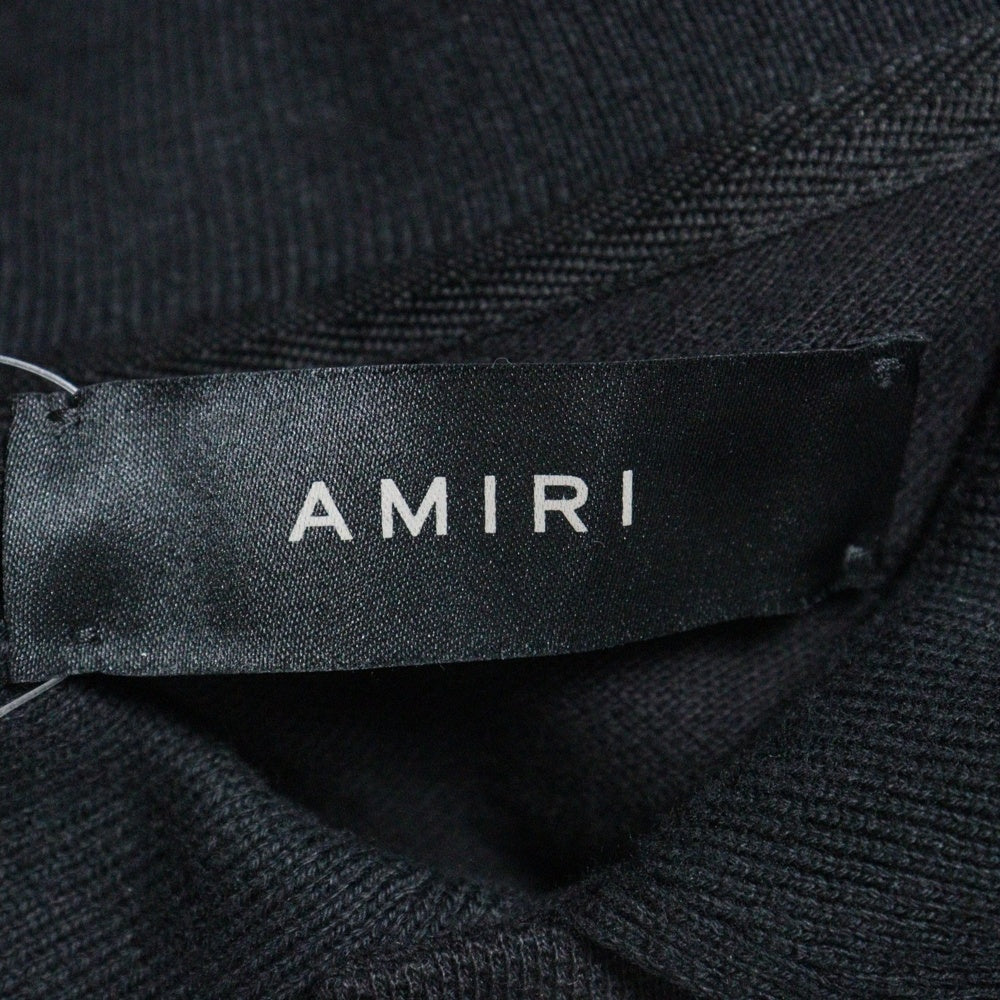AMIRI(アミリ) 25SS DISTRESSED POLO AMJYPO1012 フロントロゴデザイン 半袖ポロシャツ ブラック