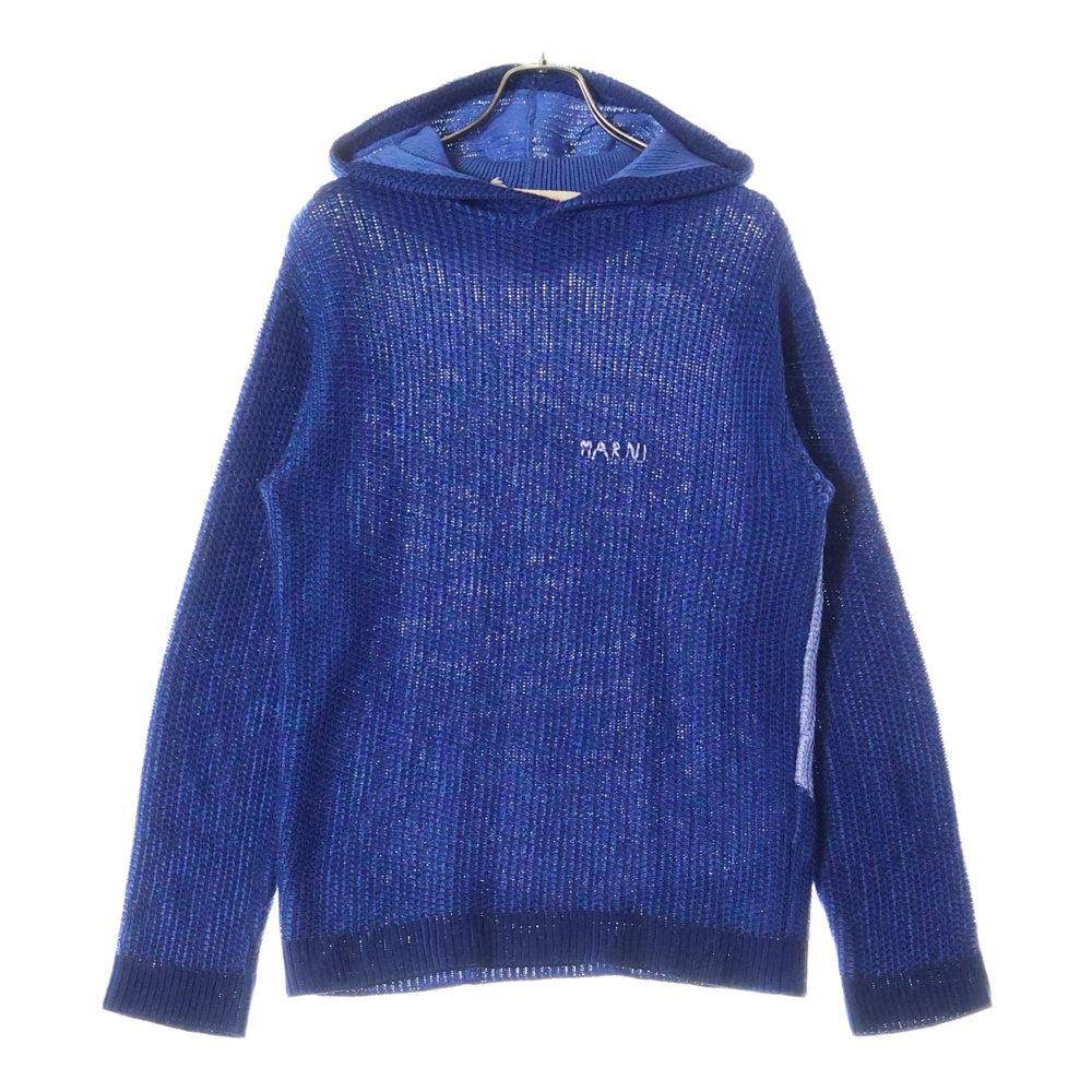 MARNI(マルニ) ブランドロゴ刺繍デザイン フード付きニット GCMG0325Q0 UFCB14 ブルー