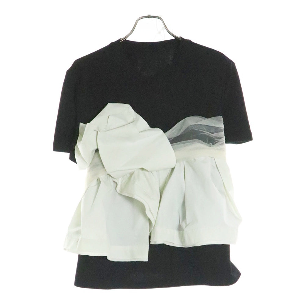 MAISON SPECIAL(メゾンスペシャル ) Docking Twisted T-shirt 21251415219 ドッキングTシャツ ブラック/ホワイト レディース
