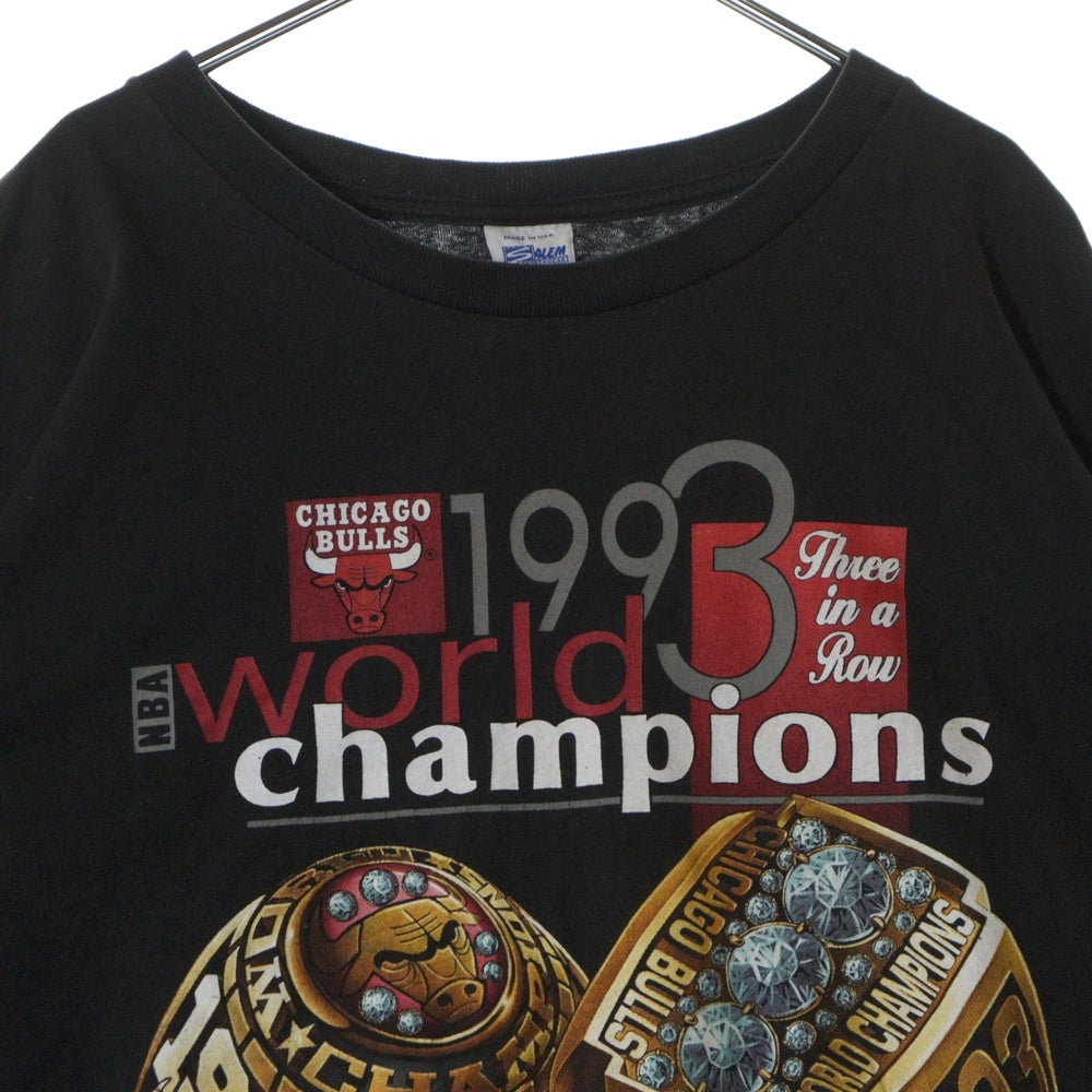 VINTAGE(ヴィンテージ) 90s VINTAGE NBA Chicago Bulls World Champions シカゴブルズ ワールドチャンピオン プリント半袖Tシャツ ブラック