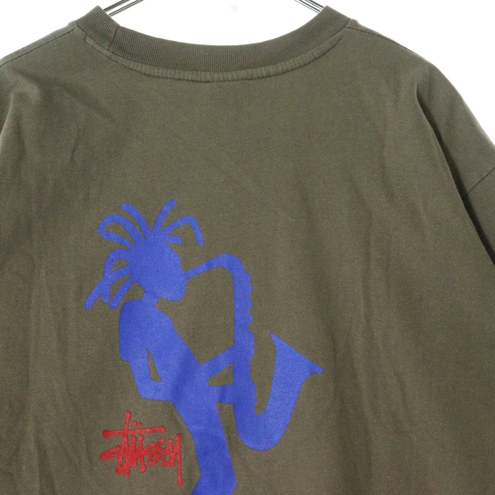 STUSSY(ステューシー) 90s オールドステューシー シャドーマン ジャズマン 半袖Tシャツ カットソー カーキ
