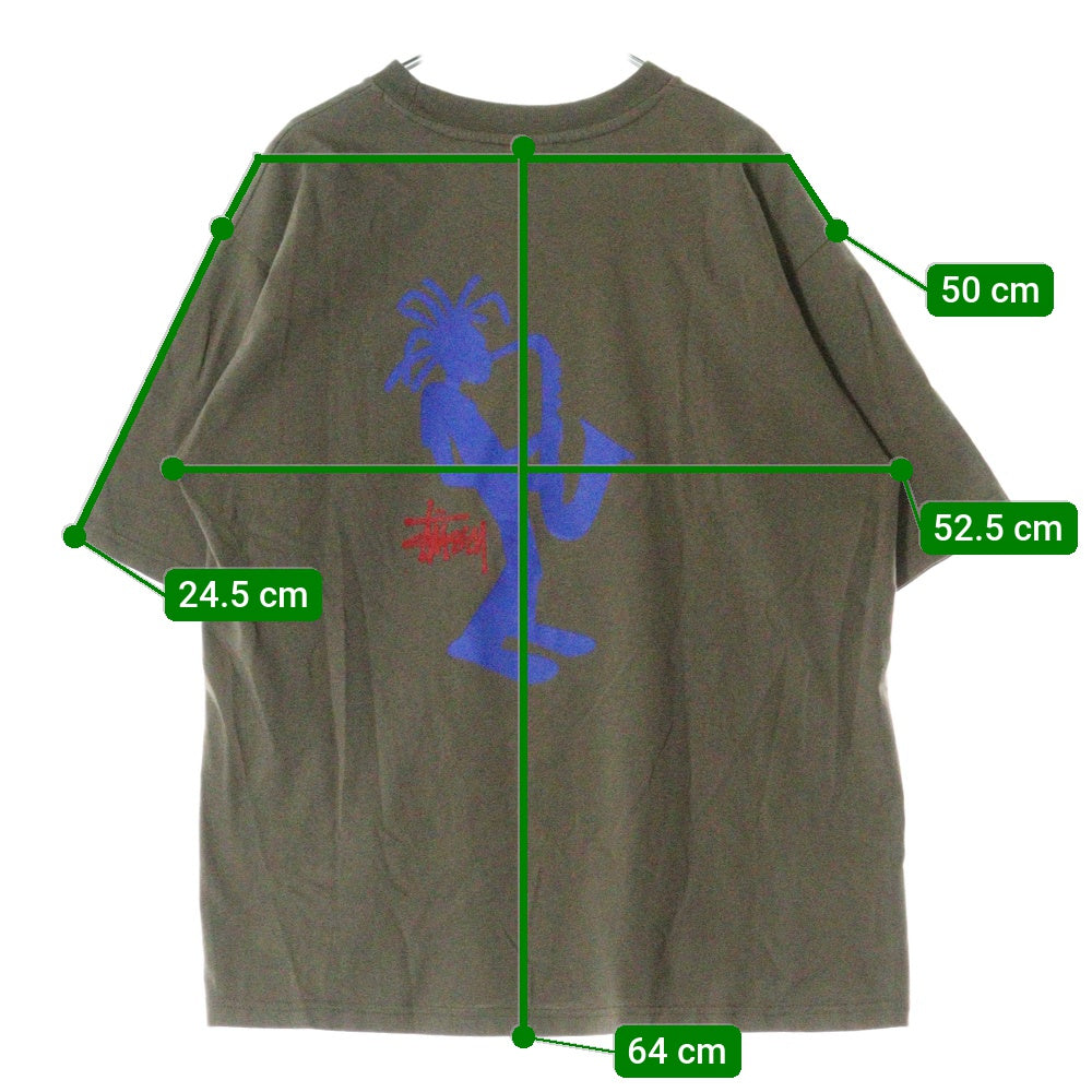 STUSSY(ステューシー) 90s オールドステューシー シャドーマン ジャズマン 半袖Tシャツ カットソー カーキ