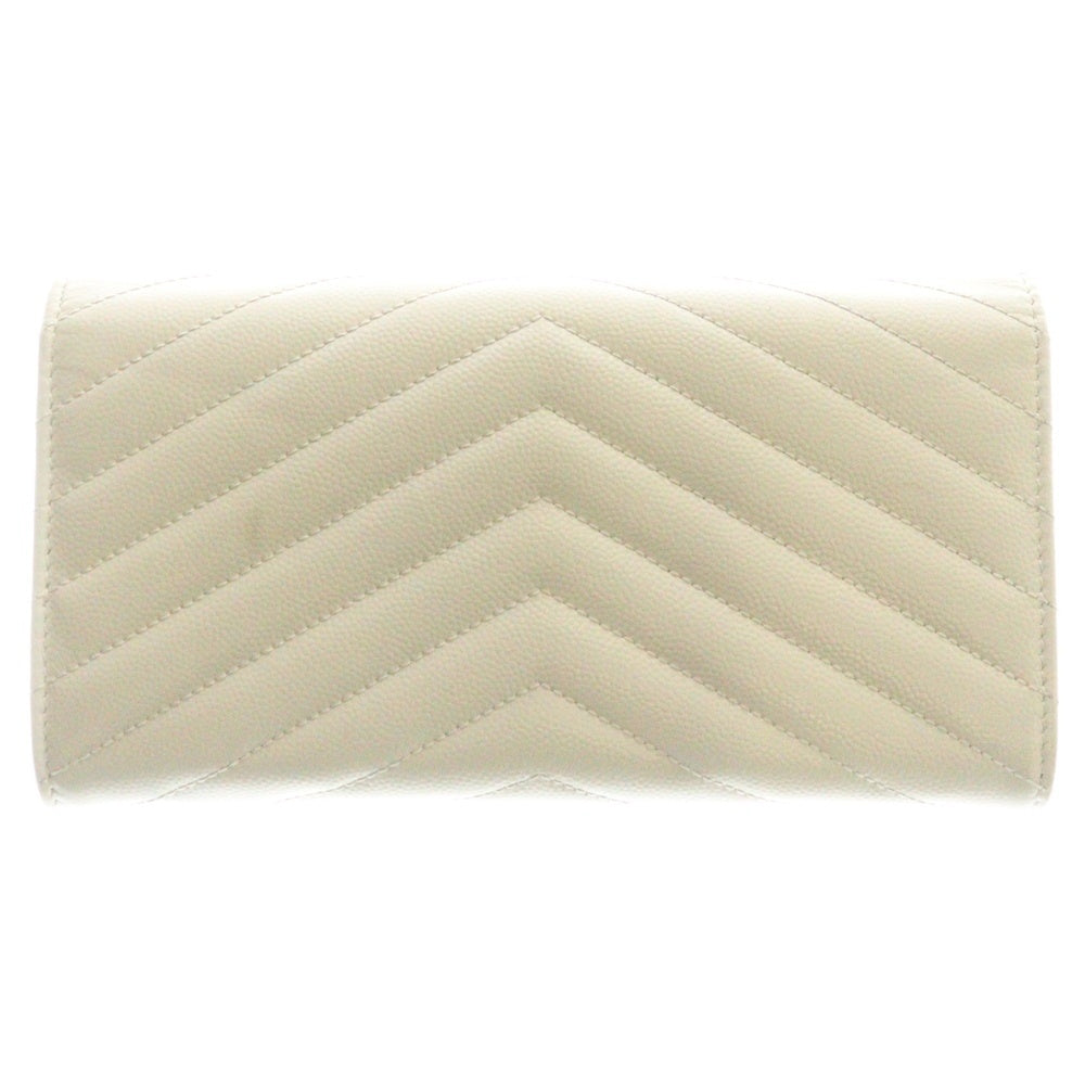 SAINT LAURENT PARIS(サンローランパリ) カサンドラ Vステッチ ラージフラップ レザーロングウォレット 長財布 GUE372264 ベージュ