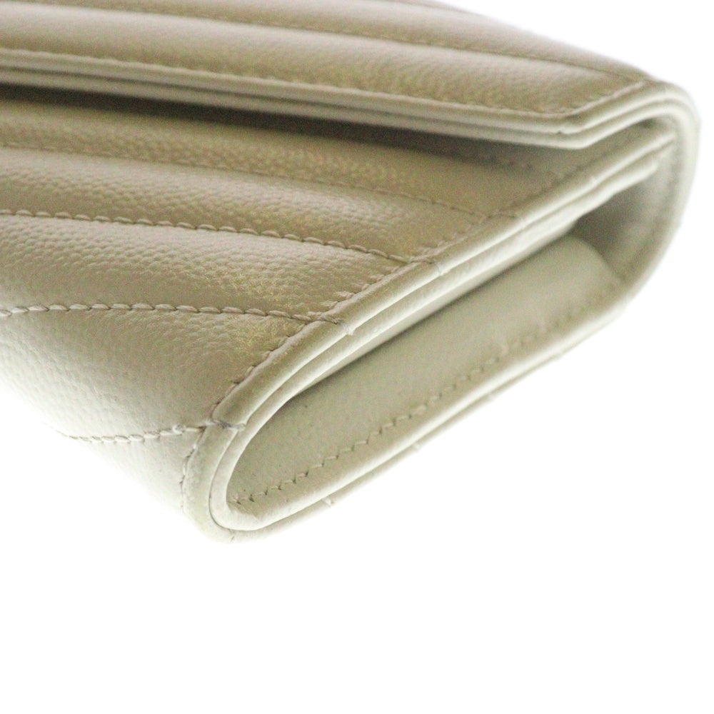 SAINT LAURENT PARIS(サンローランパリ) カサンドラ Vステッチ ラージフラップ レザーロングウォレット 長財布 GUE372264 ベージュ