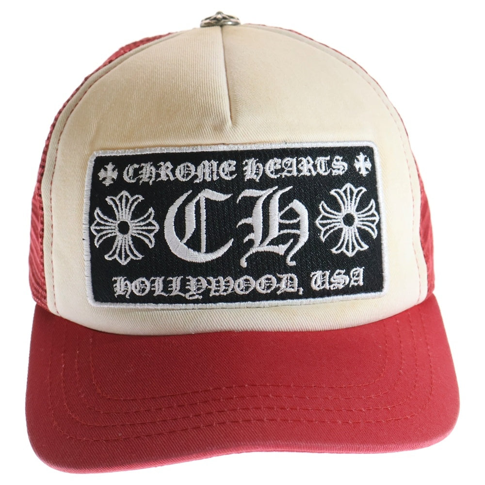 CHROME HEARTS(クロムハーツ) TRUCKER CAP CHパッチメッシュトラッカーキャップ クロスボール付 帽子 レッド/ホワイト