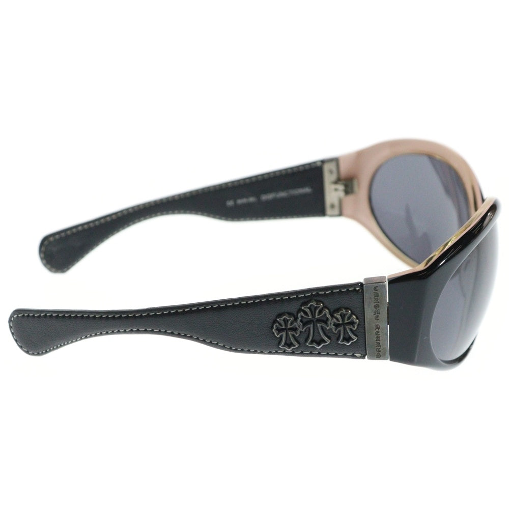 CHROME HEARTS(クロムハーツ) DISFUNCTIONAL レザートリプルクロステンプル オーバルフレームサングラス アイウェア 眼鏡 ブラック/ピンク