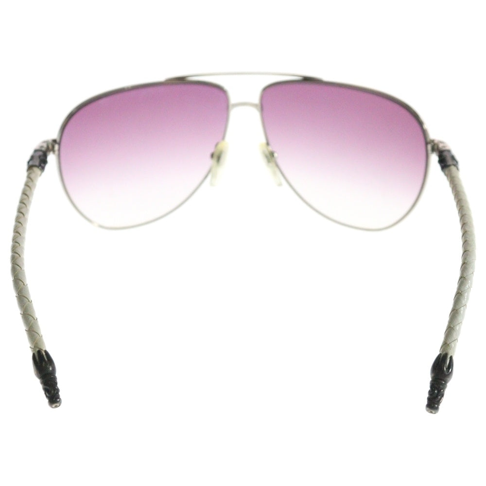 CHROME HEARTS(クロムハーツ) DOUBLE DIP レザーテンプル ティアドロップサングラス アイウェア 眼鏡 ホワイト/ピンク