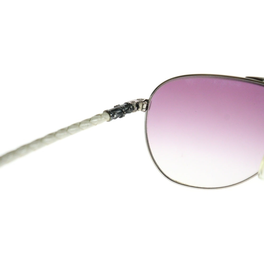 CHROME HEARTS(クロムハーツ) DOUBLE DIP レザーテンプル ティアドロップサングラス アイウェア 眼鏡 ホワイト/ピンク