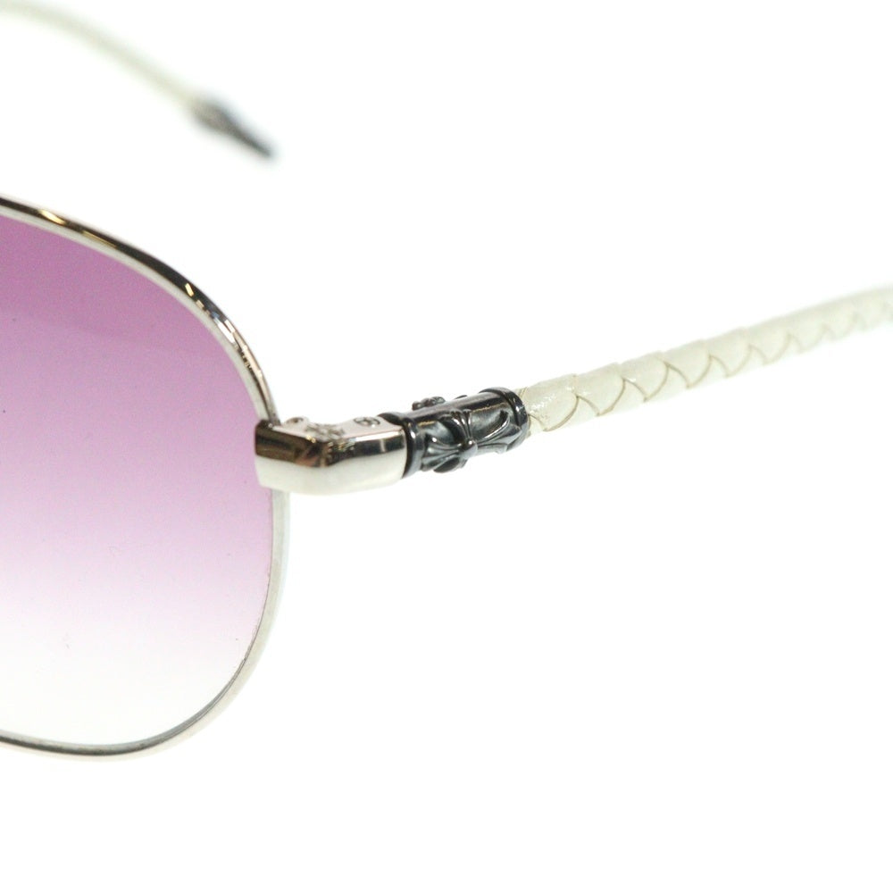CHROME HEARTS(クロムハーツ) DOUBLE DIP レザーテンプル ティアドロップサングラス アイウェア 眼鏡 ホワイト/ピンク