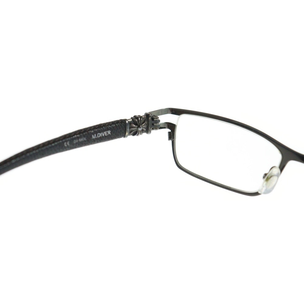 CHROME HEARTS(クロムハーツ) M.DIVER CHプラステンプル レザーサングラス アイウェア 眼鏡 ブラック/クリア