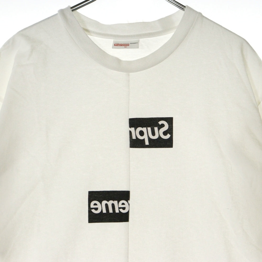 SUPREME(シュプリーム) 18AW ×Comme des Garcons SHIRT Split Box Logo Tee コムデギャルソン スプリット ボックスロゴ 半袖Tシャツ カットソー ホワイト
