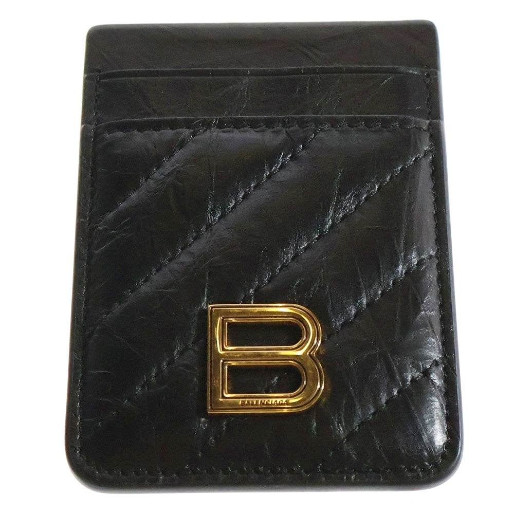 BALENCIAGA(バレンシアガ) キルテッド マグネットパスケース カードケース ブラック