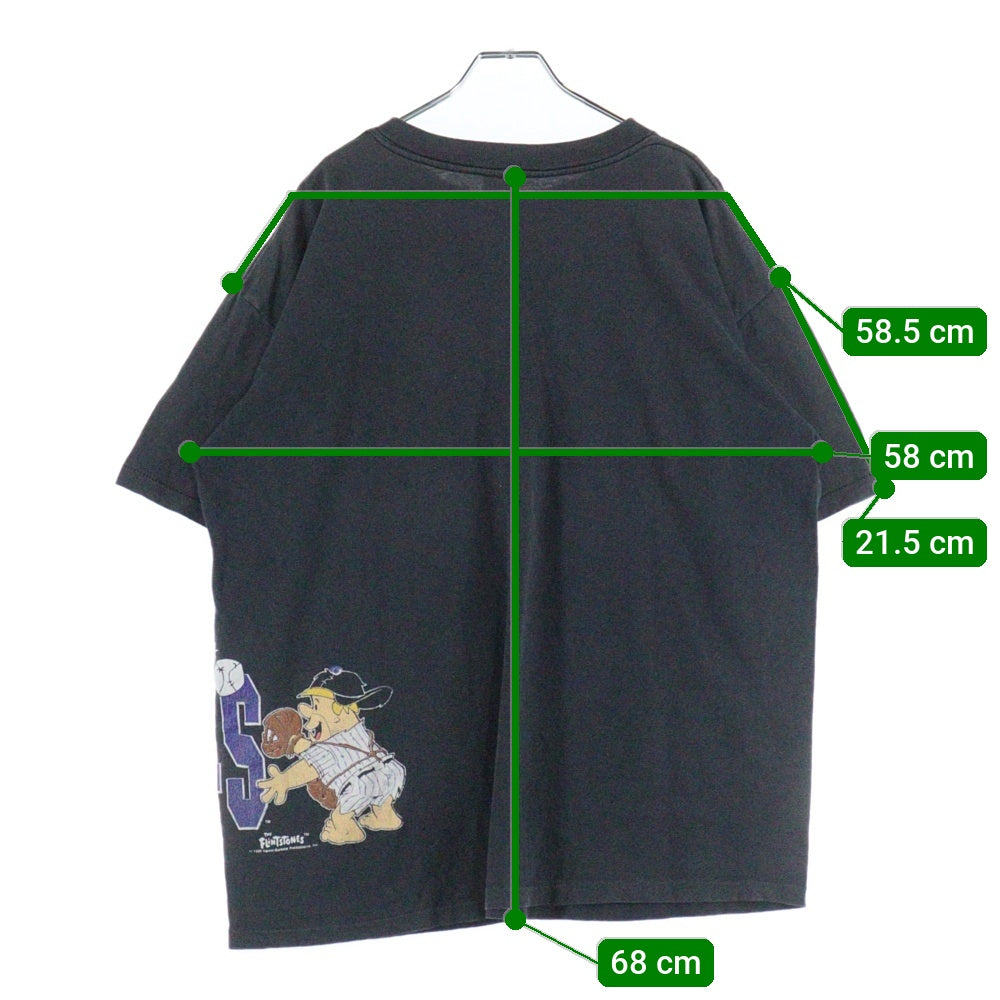 VINTAGE(ヴィンテージ) 90s Flintstone MLB Tee フリントストーン MLB アスレチックス 半袖Tシャツ カットソー ブラック