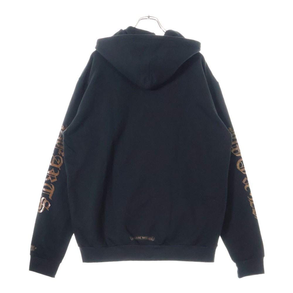 CHROME HEARTS(クロムハーツ) SWTSHRT HD ZIP オンライン限定 グリッターアームロゴジップアップフーディーパーカー ブラック/ブラウン