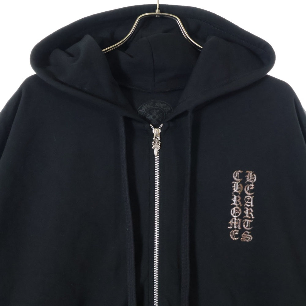 CHROME HEARTS(クロムハーツ) SWTSHRT HD ZIP オンライン限定 グリッターアームロゴジップアップフーディーパーカー ブラック/ブラウン