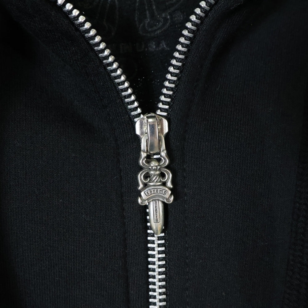 CHROME HEARTS(クロムハーツ) SWTSHRT HD ZIP オンライン限定 グリッターアームロゴジップアップフーディーパーカー ブラック/ブラウン