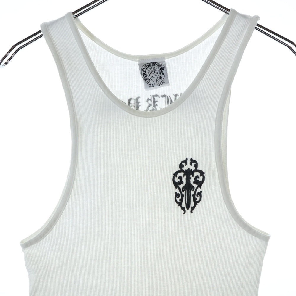 CHROME HEARTS(クロムハーツ) OLD VINE DAGGER HORSESHOE オールド 東京限定 ヴァインダガー ホースシュー リブタンクトップ ノースリーブ ホワイト