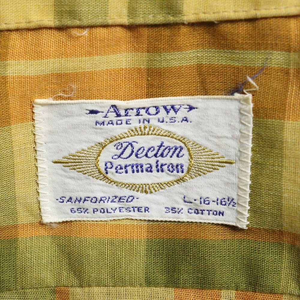VINTAGE(ヴィンテージ) ARROW 60s チェック柄長袖シャツ イエロー調