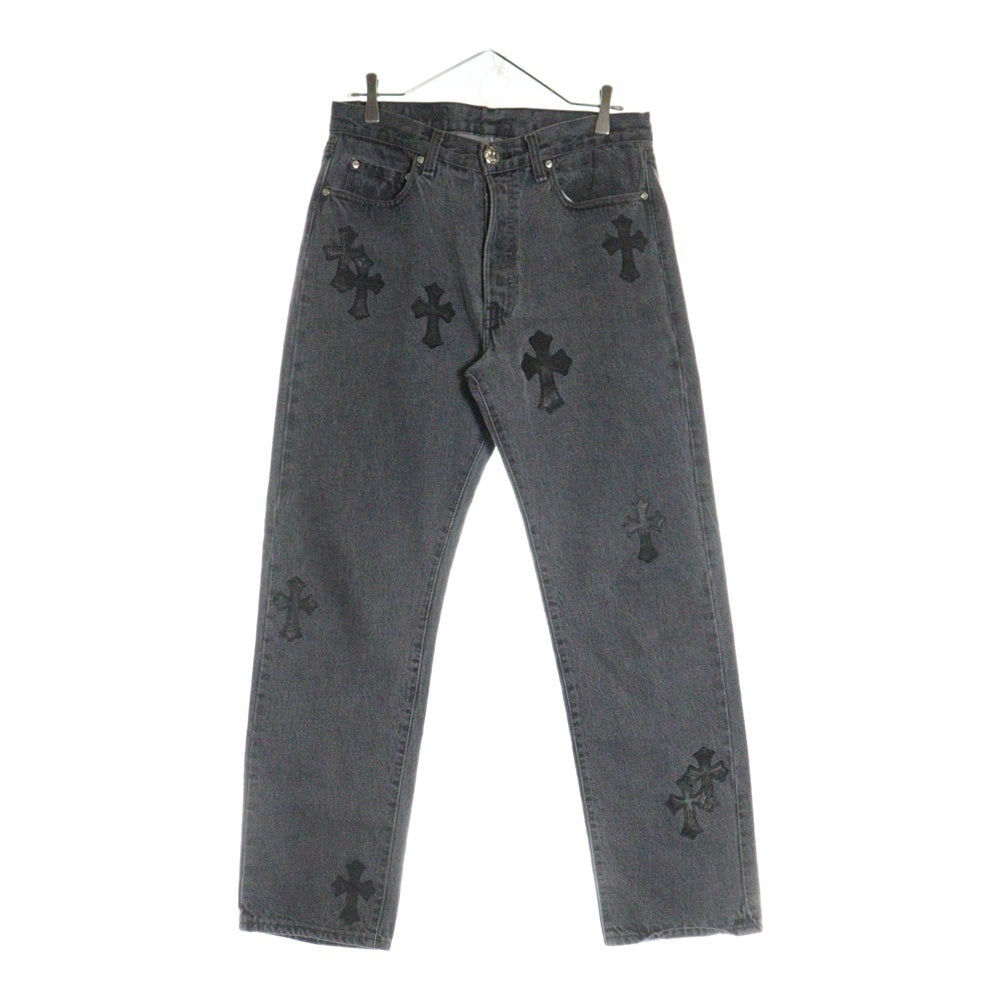 CHROME HEARTS(クロムハーツ) LEVI'S U VNTG JEAN BLK/RED TAB リーバイス 501 クロスパッチ付きボタンフライデニムパンツ ブラック