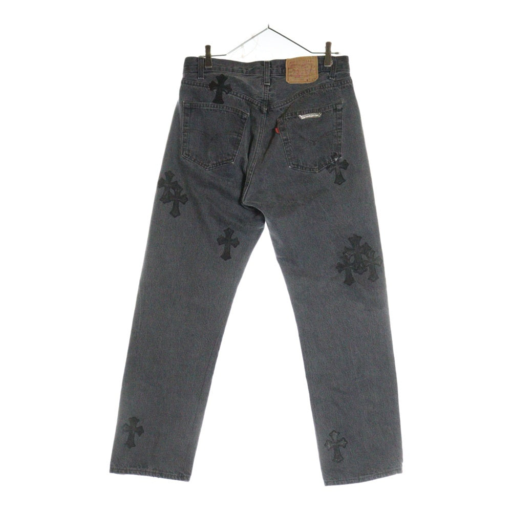 CHROME HEARTS(クロムハーツ) LEVI'S U VNTG JEAN BLK/RED TAB リーバイス 501 クロスパッチ付きボタンフライデニムパンツ ブラック