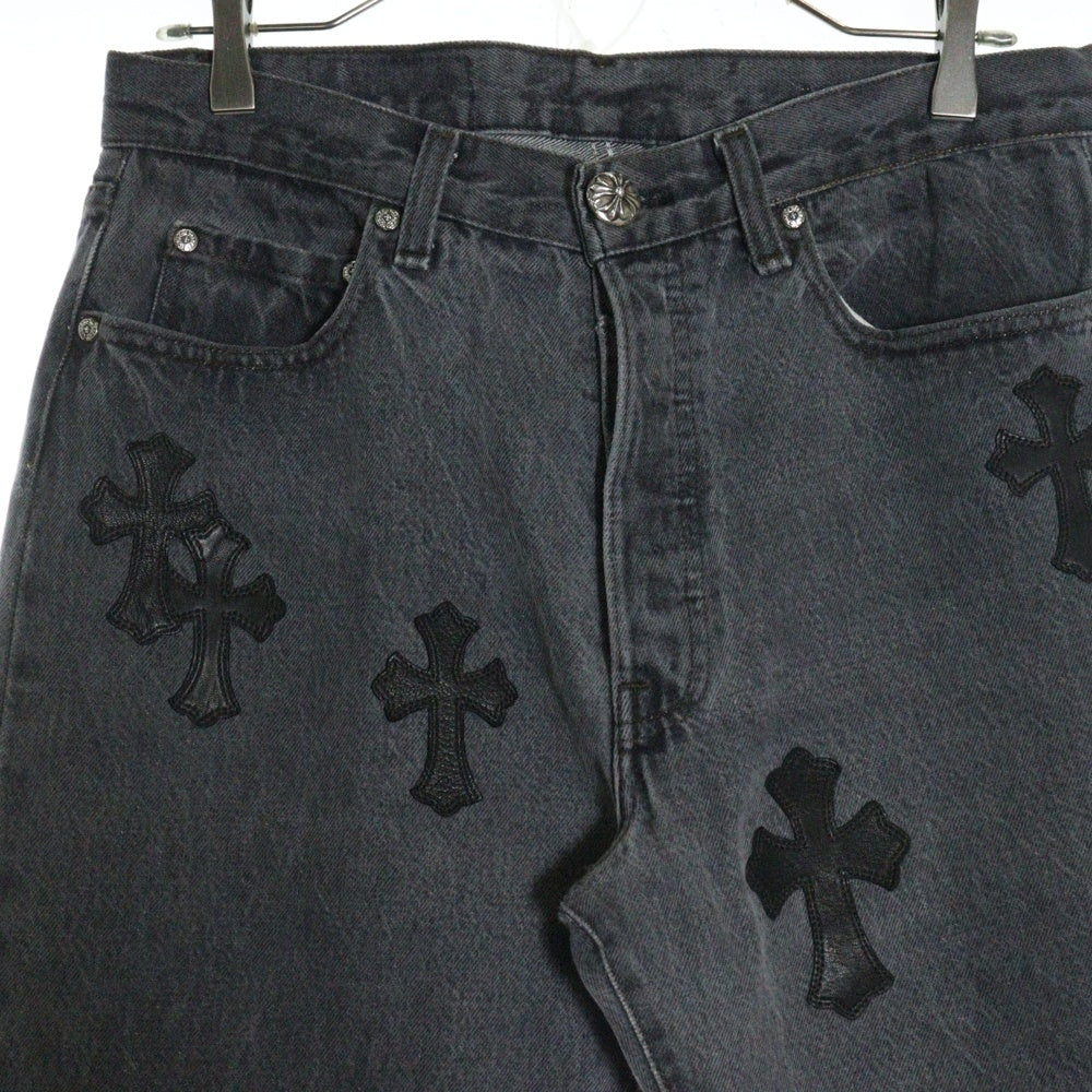 CHROME HEARTS(クロムハーツ) LEVI'S U VNTG JEAN BLK/RED TAB リーバイス 501 クロスパッチ付きボタンフライデニムパンツ ブラック