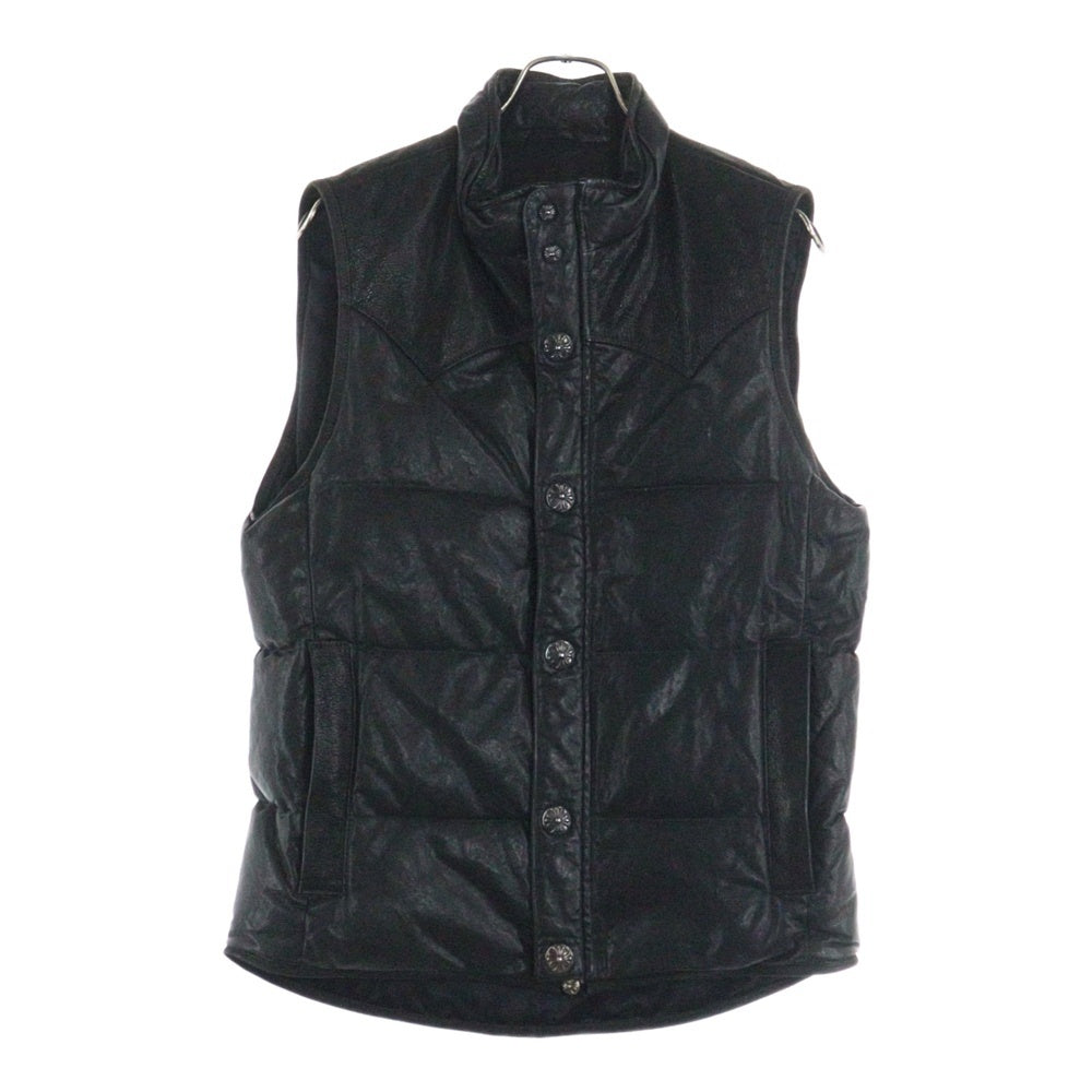 CHROME HEARTS(クロムハーツ) PUFFY WSTRN パフィウエスタン フレアニーオールレザーダウンベスト ブラック
