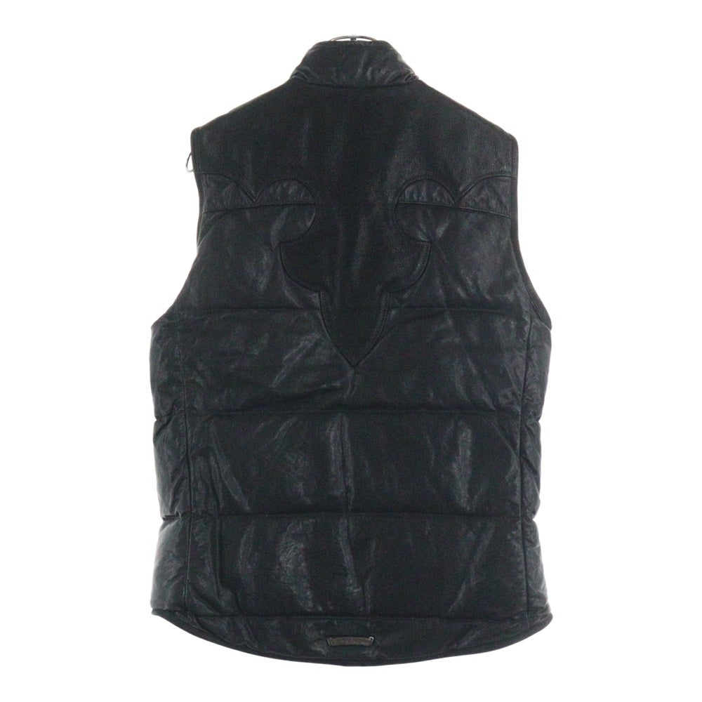 CHROME HEARTS(クロムハーツ) PUFFY WSTRN パフィウエスタン フレアニーオールレザーダウンベスト ブラック