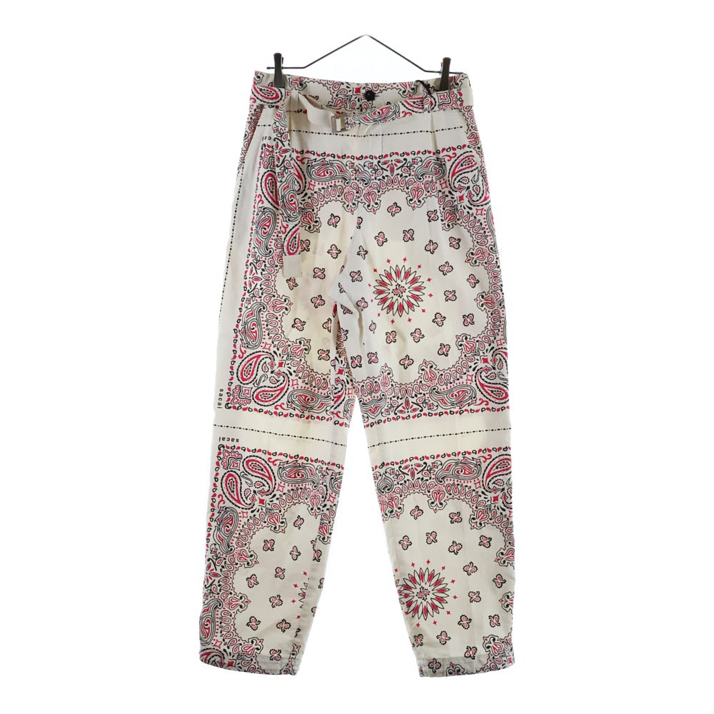 Sacai(サカイ) 22SS Bandana Print Pants 22-02691M バンダナプリントベルテッドパンツ ホワイト/ピンク