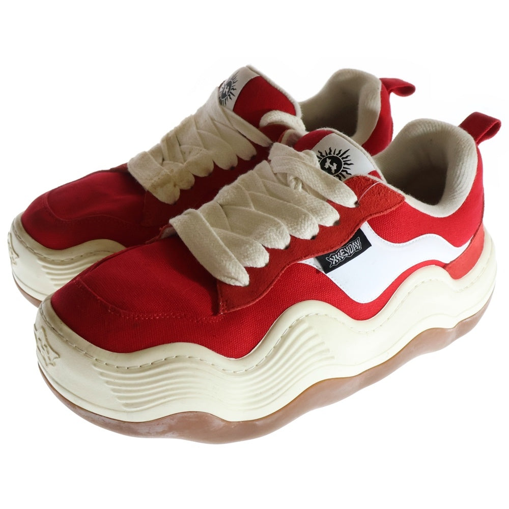 XHEYDAY(エックスヘイデイ) Triple Wavy Burgundy トリプル ウェイビー ローカットスニーカー シューズ レッド/ホワイト